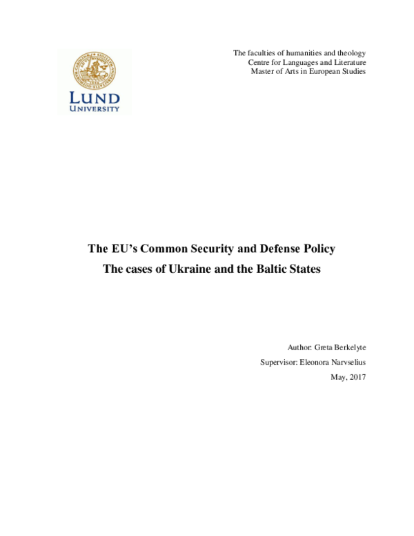 (PDF) The EU's Common Security and Defense Policy : The Cases of ...