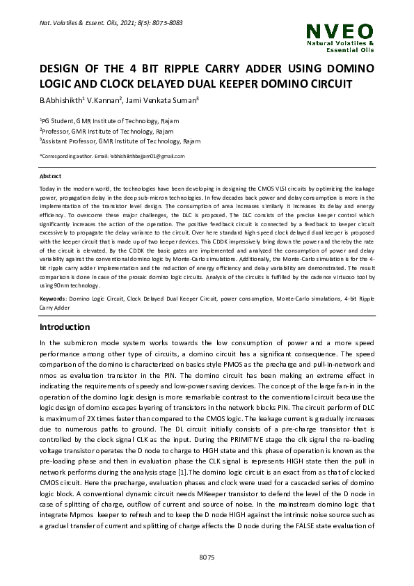 (PDF) DESIGN OF THE 4 BIT RIPPLE CARRY ADDER USING DOMINO LOGIC AND ...