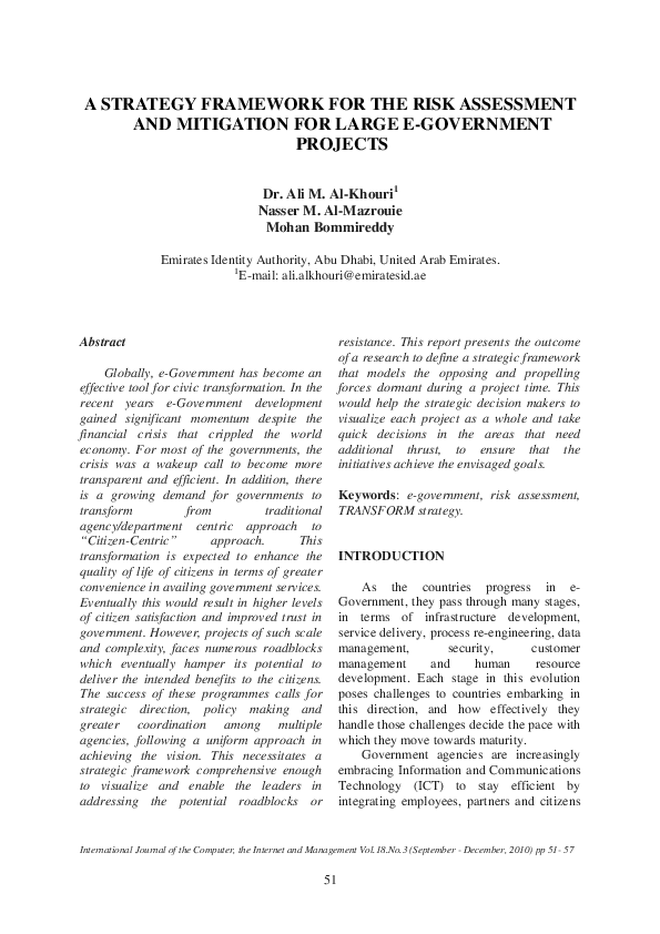 (PDF) A strategy framework for the risk assessment and mitigation for ...