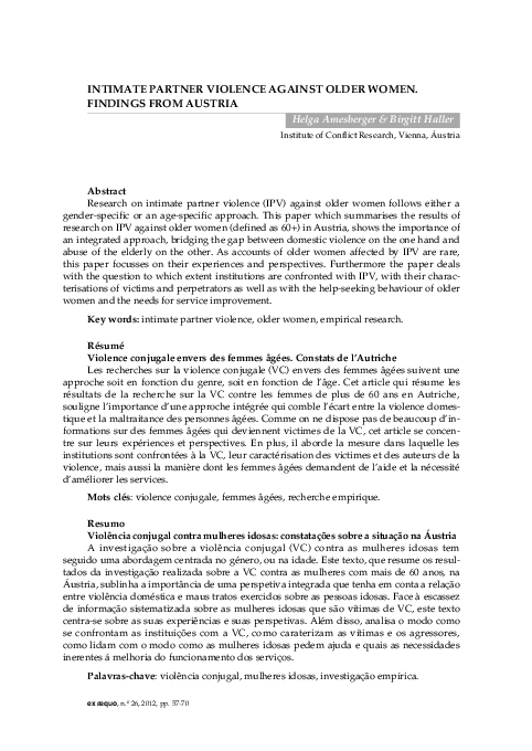 (PDF) Intimate Partner Violence Against Older Women: Findings from Austria