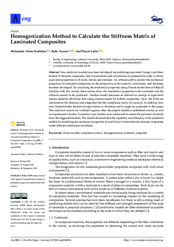 (PDF) Homogenization Method to Calculate the Stiffness Matrix of