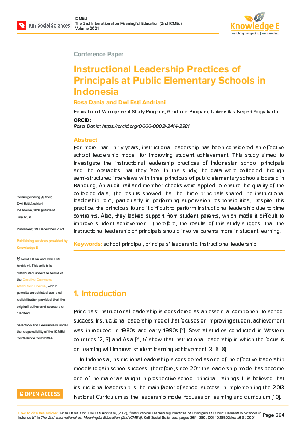 (PDF) Instructional Leadership Practices of Principals at Public ...