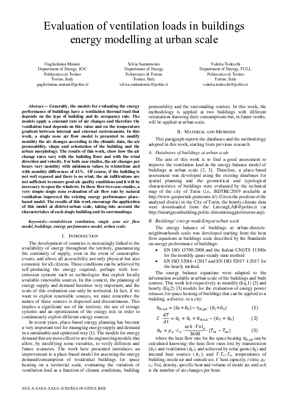 (PDF) Evaluation of ventilation loads in buildings energy modelling at ...