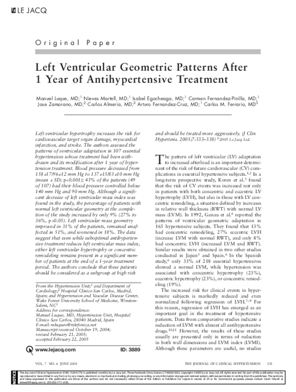 (PDF) Left Ventricular Geometric Patterns After 1 Year of ...