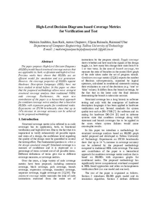 (PDF) High-Level Decision Diagrams based coverage metrics for ...