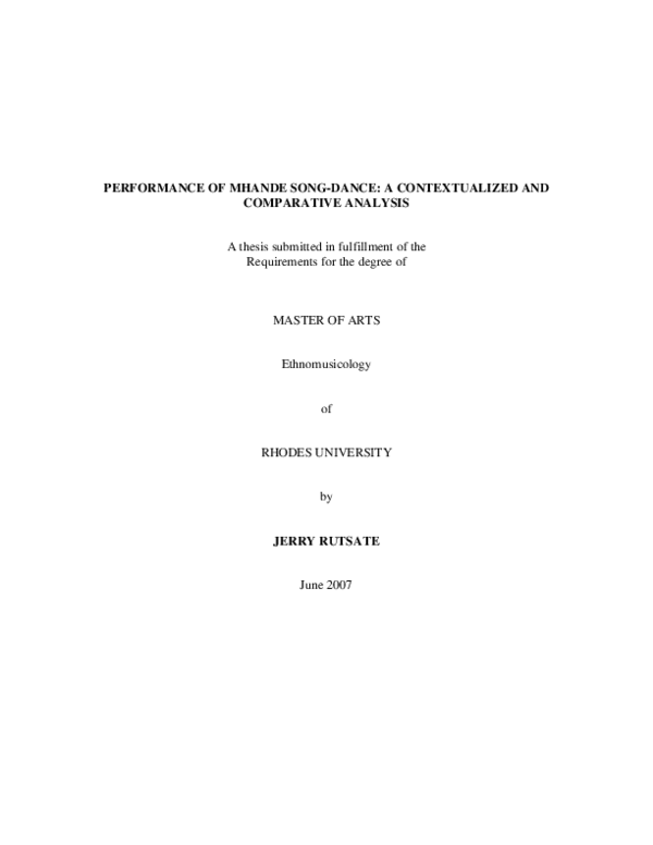 (PDF) Performance of Mhande song-dance: a contextualized and ...