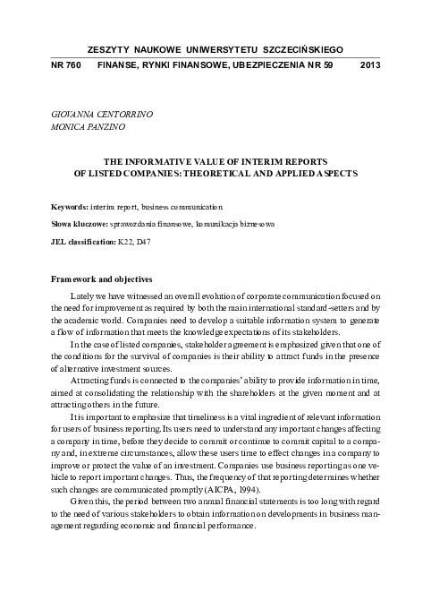 (PDF) The Informative Value of Interim Reports of Listed Companies ...