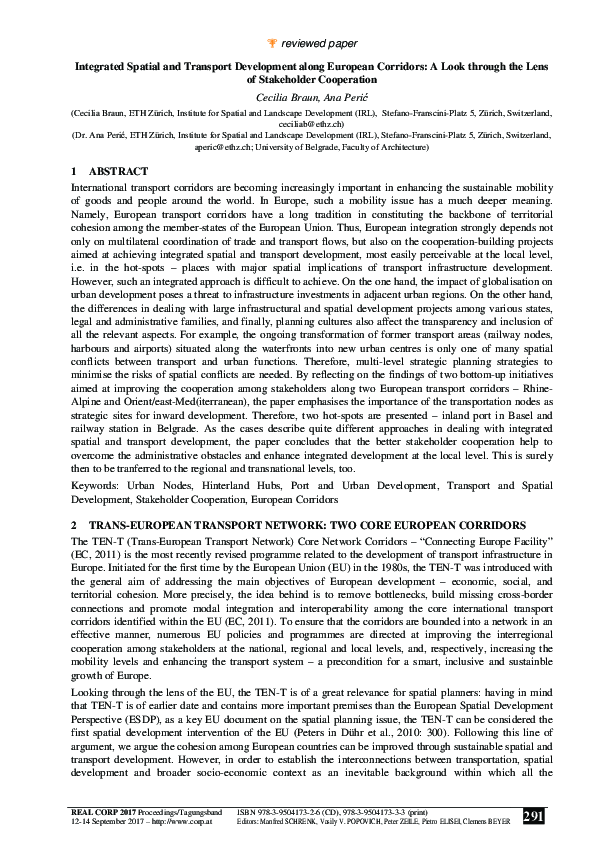 (PDF) Integrated Spatial and Transport Development along European ...
