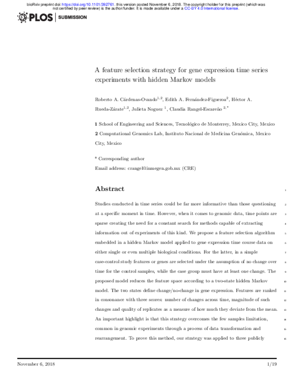 (PDF) A feature selection strategy for gene expression time series ...