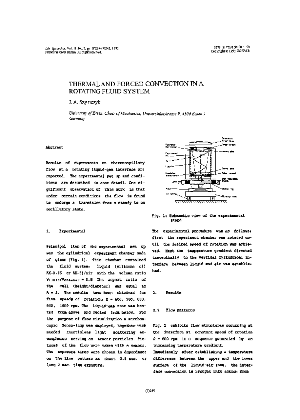 (PDF) Thermal and forced convection in a rotating fluid system