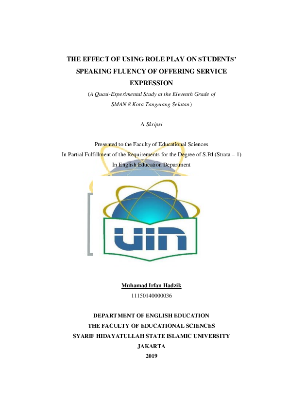 (PDF) The Effect of Using Role Play on Students' Speaking Fluency of ...