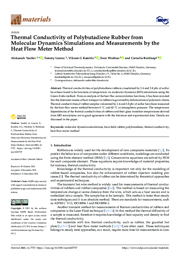 (PDF) Thermal Conductivity of Polybutadiene Rubber from Molecular ...