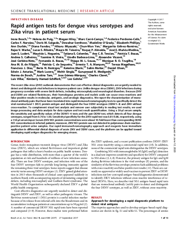 (PDF) Rapid antigen tests for dengue virus serotypes and Zika virus in ...