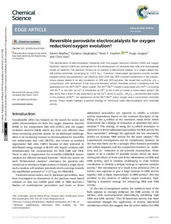 (PDF) Reversible perovskite electrocatalysts for oxygen reduction ...