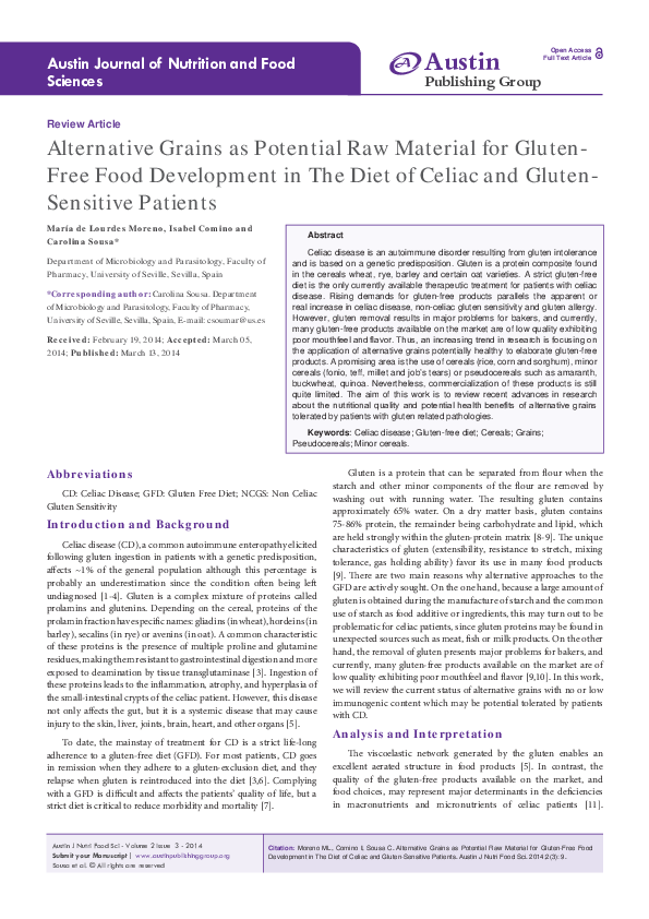 (PDF) Alternative grains as potential raw material for gluten– free ...