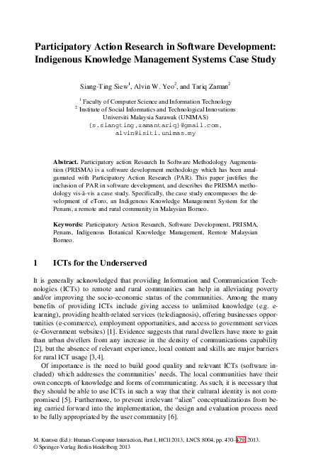 (PDF) Participatory Action Research in Software Development: Indigenous ...