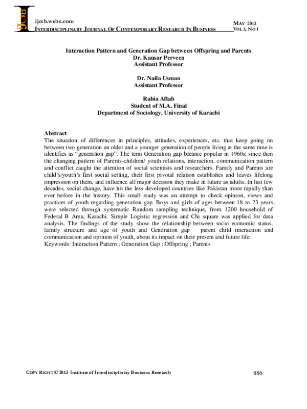 (PDF) Interaction Pattern and Generation Gap between Offspring and Parents