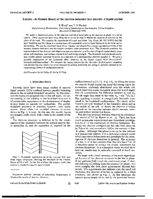 (PDF) Landaude Gennes theory of the chevron structure in a smecticA