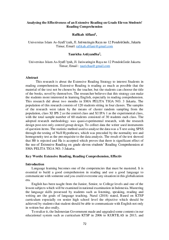 (PDF) Analysing The Effectiveness Of An Extensive Reading On Grade ...
