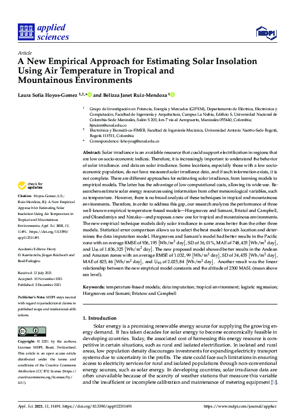 (PDF) A New Empirical Approach for Estimating Solar Insolation Using ...