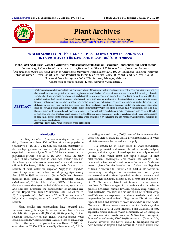 (PDF) Water Scarcity in the Rice Fields: A Review on Water and Weed ...