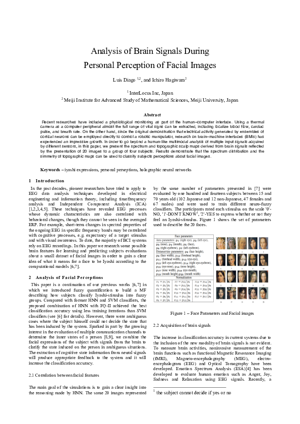 (PDF) Analysis of Brain Signals During Personal Perception of Facial Images