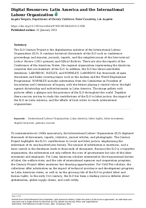 (PDF) Digital Resources: Latin America and the International Labour ...