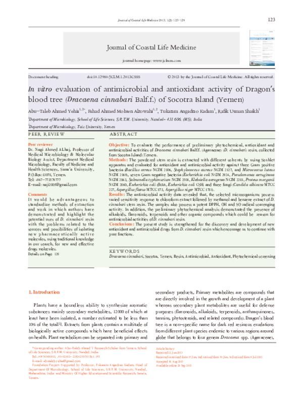 (PDF) In vitro evaluation of antimicrobial and antioxidant activities ...