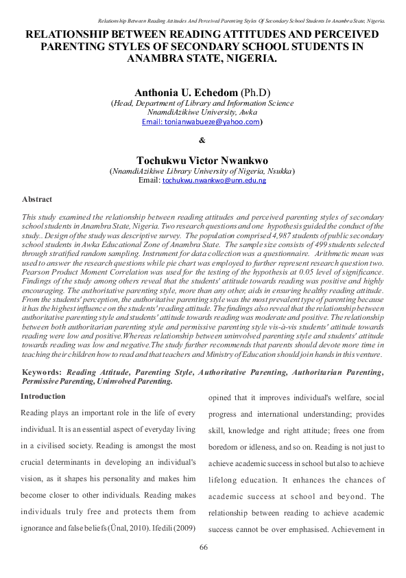 (PDF) Relationship Between Reading Attitudes and Perceived Parenting ...
