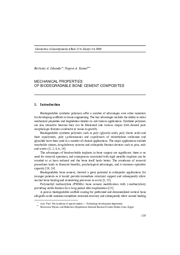 (PDF) Mechanical Properties of Biodegradable Bone Cement Composites