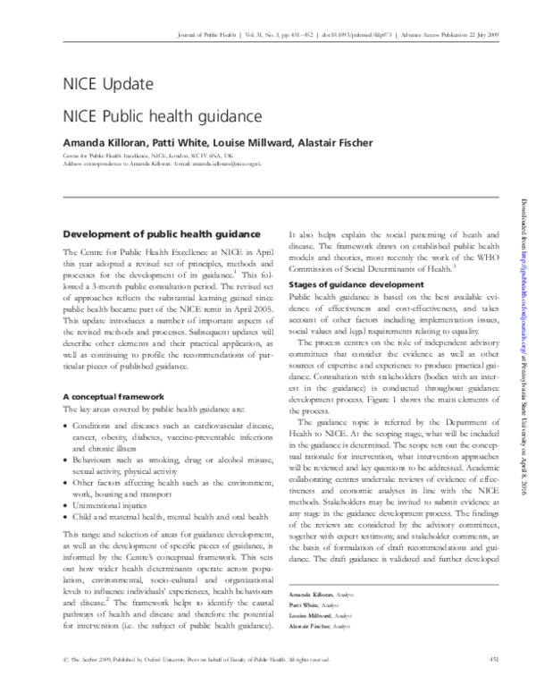 (PDF) NICE Update NICE Public health guidance