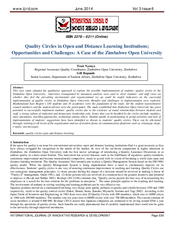 (PDF) Quality Circles in Open and Distance Learning Institutions ...