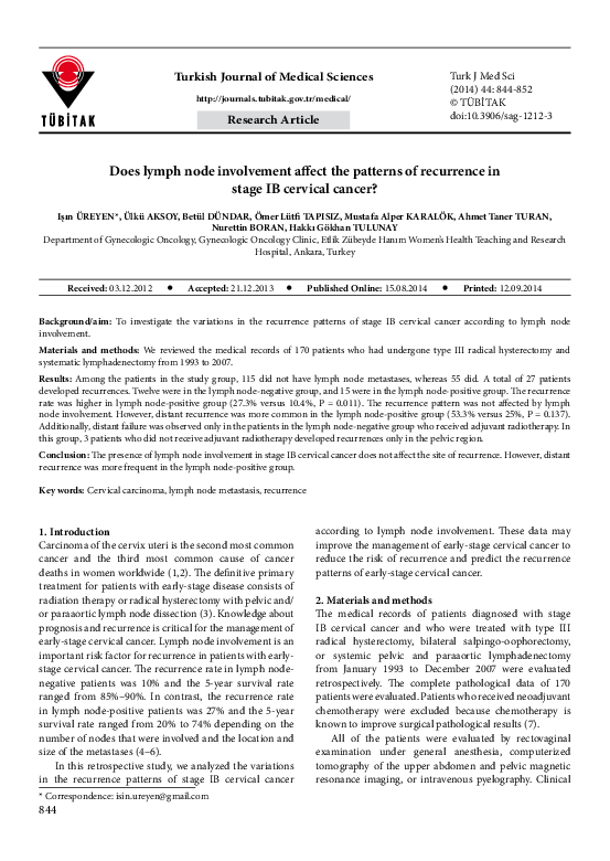 (PDF) Does lymph node involvement affect the patterns of recurrence in ...