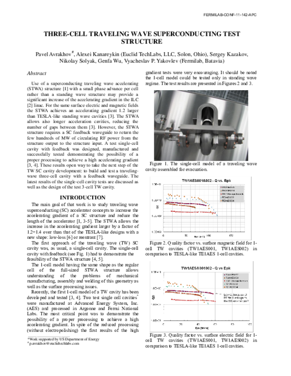 (PDF) Three-cell traveling wave superconducting test structure
