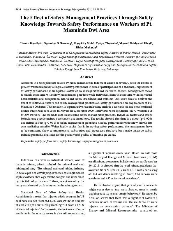 (PDF) The Effect of Safety Management Practices Through Safety ...