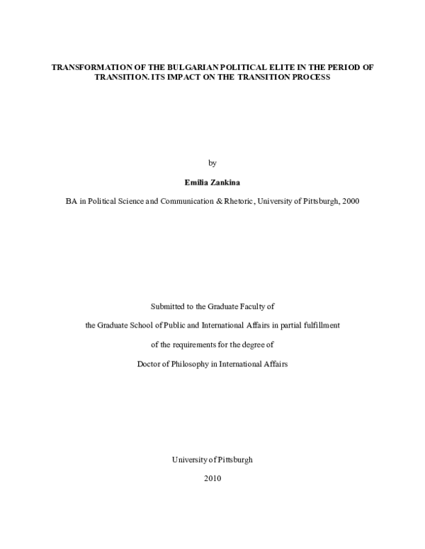 (PDF) Transformation of the Bulgarian political elite in the period of