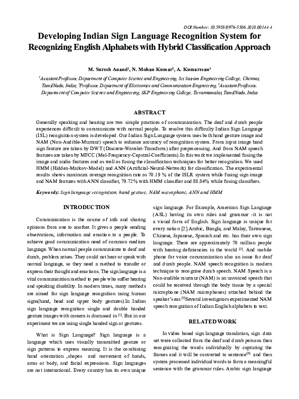 (PDF) Developing Indian Sign Language Recognition System for ...
