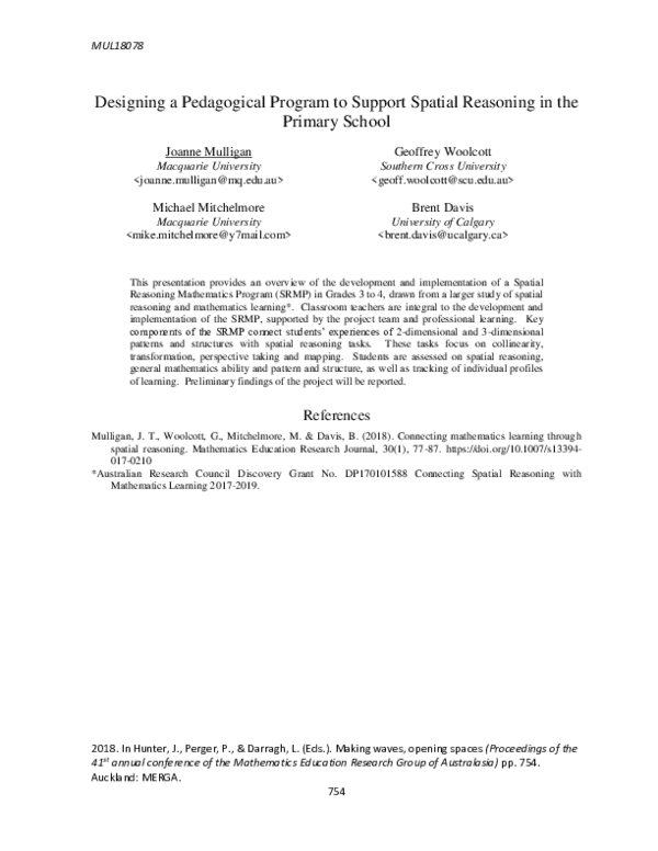 (PDF) Designing a pedagogical program to support spatial reasoning in ...