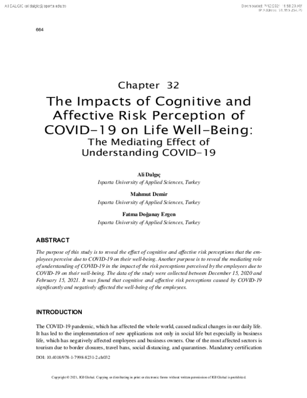 (PDF) The Impacts of Cognitive and Affective Risk Perception of COVID ...