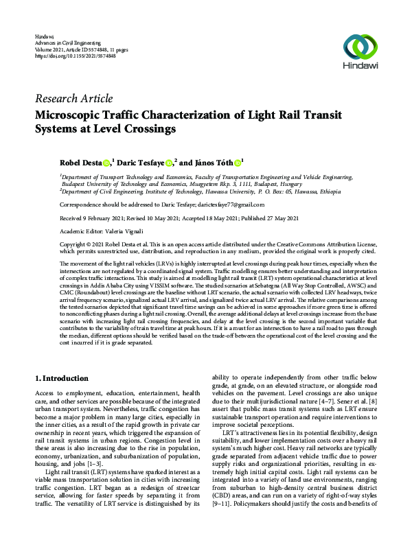 (PDF) Microscopic Traffic Characterization of Light Rail Transit ...