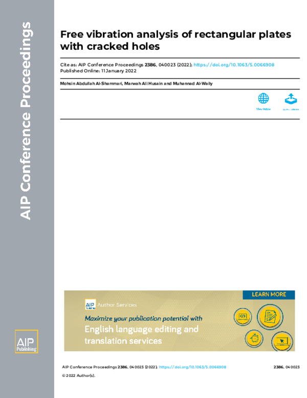 (PDF) Free vibration analysis of rectangular plates with cracked holes