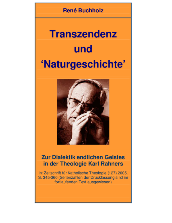 (PDF) TRANSZENDENZ UND ,NATURGESCHICHTE' : Zur Dialektik endlichen ...