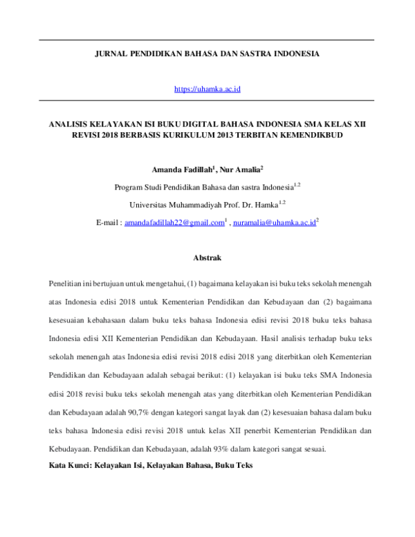 (PDF) JURNAL PENDIDIKAN BAHASA DAN SASTRA INDONESIA