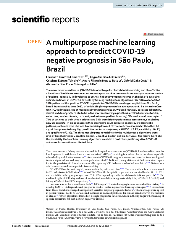 (PDF) A multipurpose machine learning approach to predict COVID-19 ...