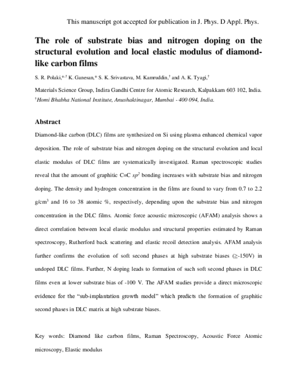 (PDF) The role of substrate bias and nitrogen doping on the structural ...