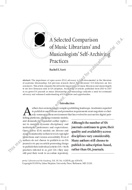 (PDF) A Selected Comparison of Music Librarians' and Musicologists ...