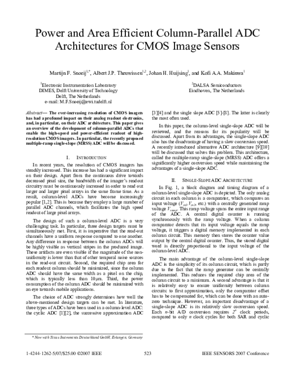 (PDF) Power and Area Efficient Column-Parallel ADC Architectures for ...