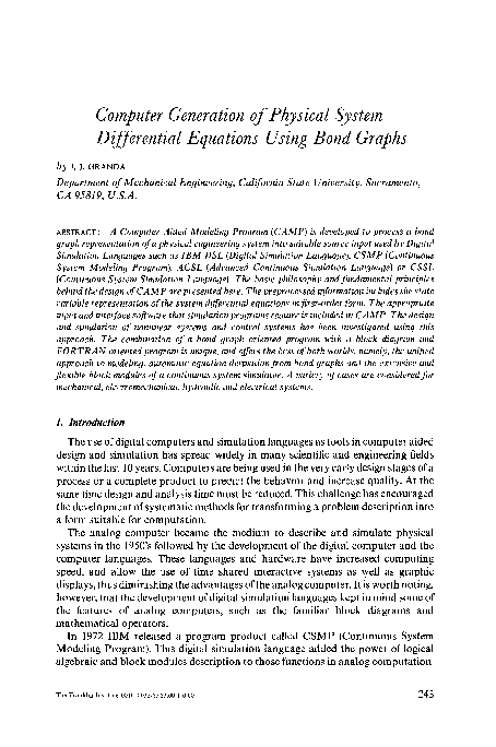 (PDF) Computer generation of physical system differential equations ...