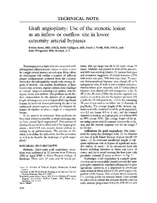 (PDF) Graft angioplasty: Use of the stenotic lesion as an inflow or ...