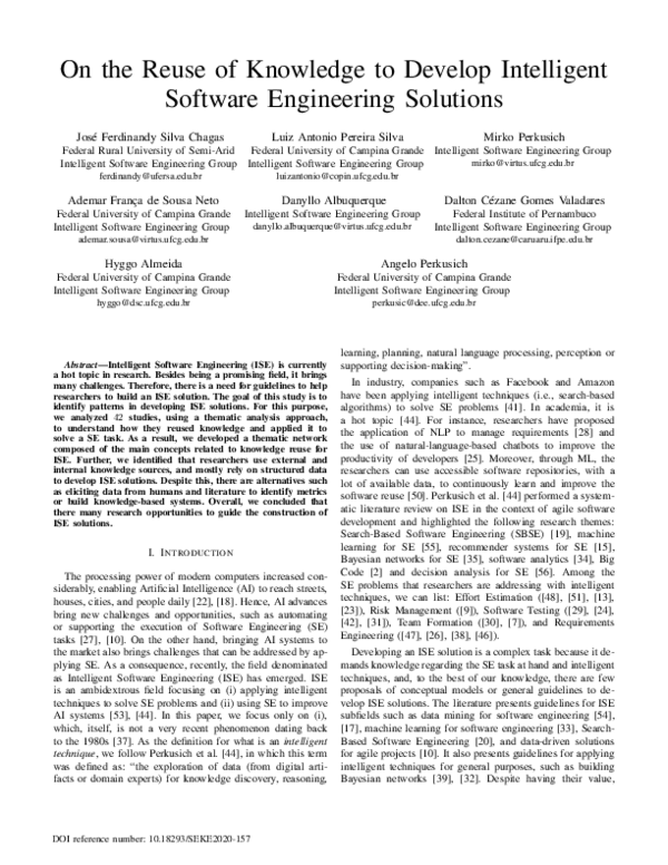 (PDF) On the Reuse of Knowledge to Develop Intelligent Software ...